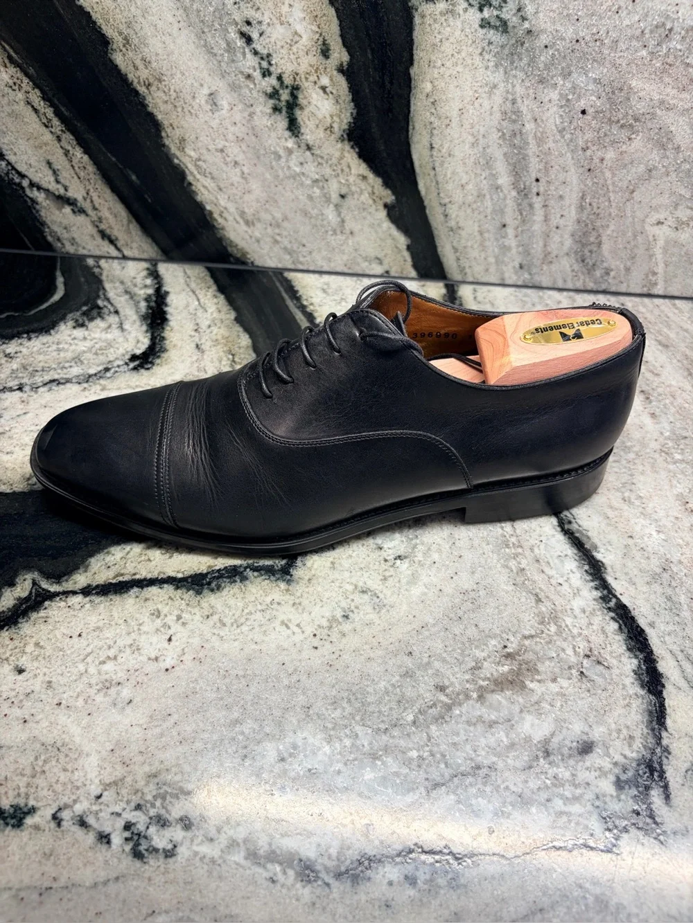 Santoni Black Cap Toe Oxford Dress Shoes Men’s UK 9.5 D US 10.5 Made in Italy